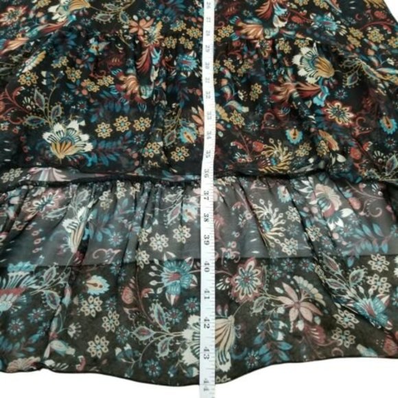 Elena Baldi Floral Print Asymmetrical Ruffled Hem Chiffon Dress Size XS - Picture 9 of 11
